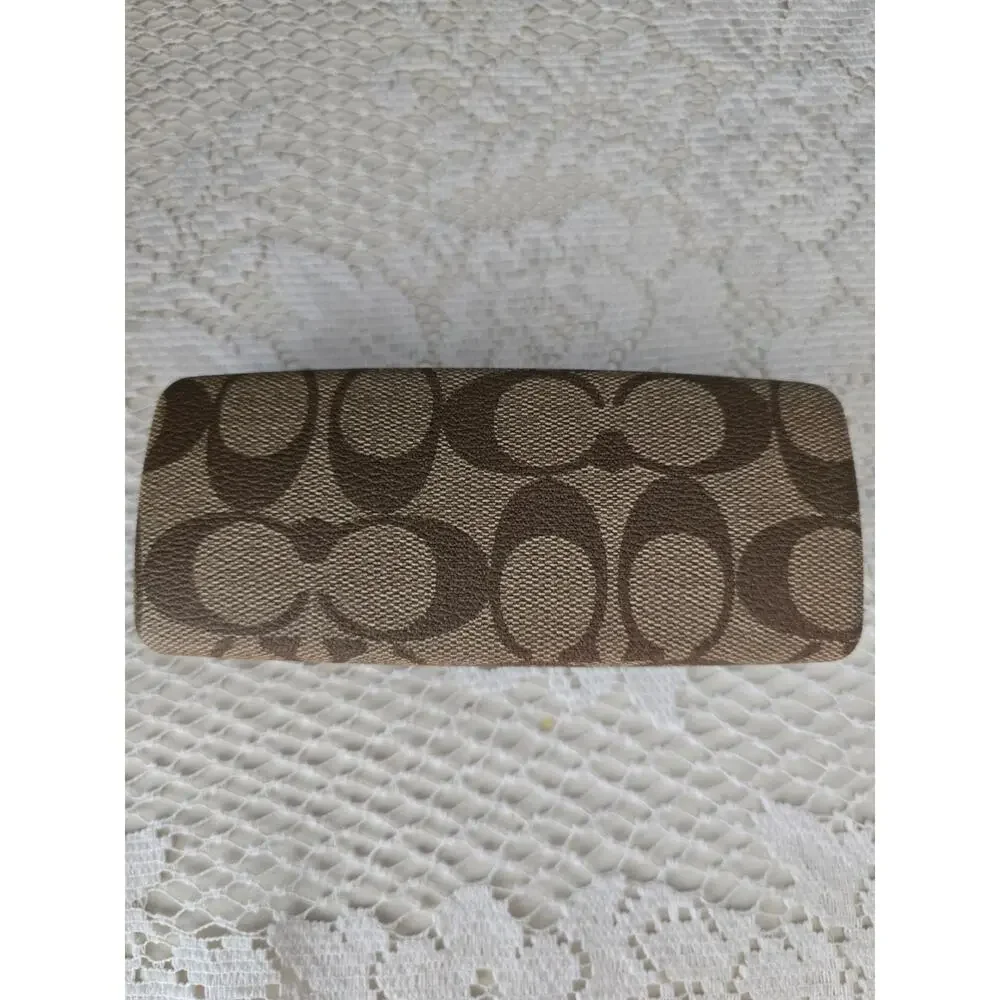 Coach Monogram Hard Glasses Case Brown Beige Clamshell Rectangle